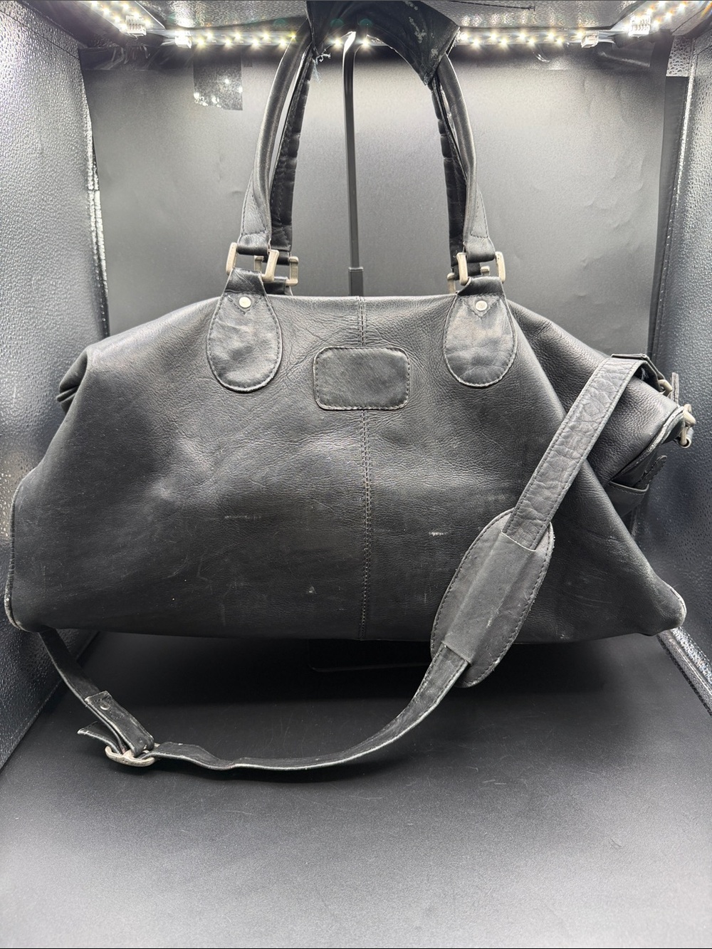 Latico Black Leather Weekender Bag - Men's Travel Duffel